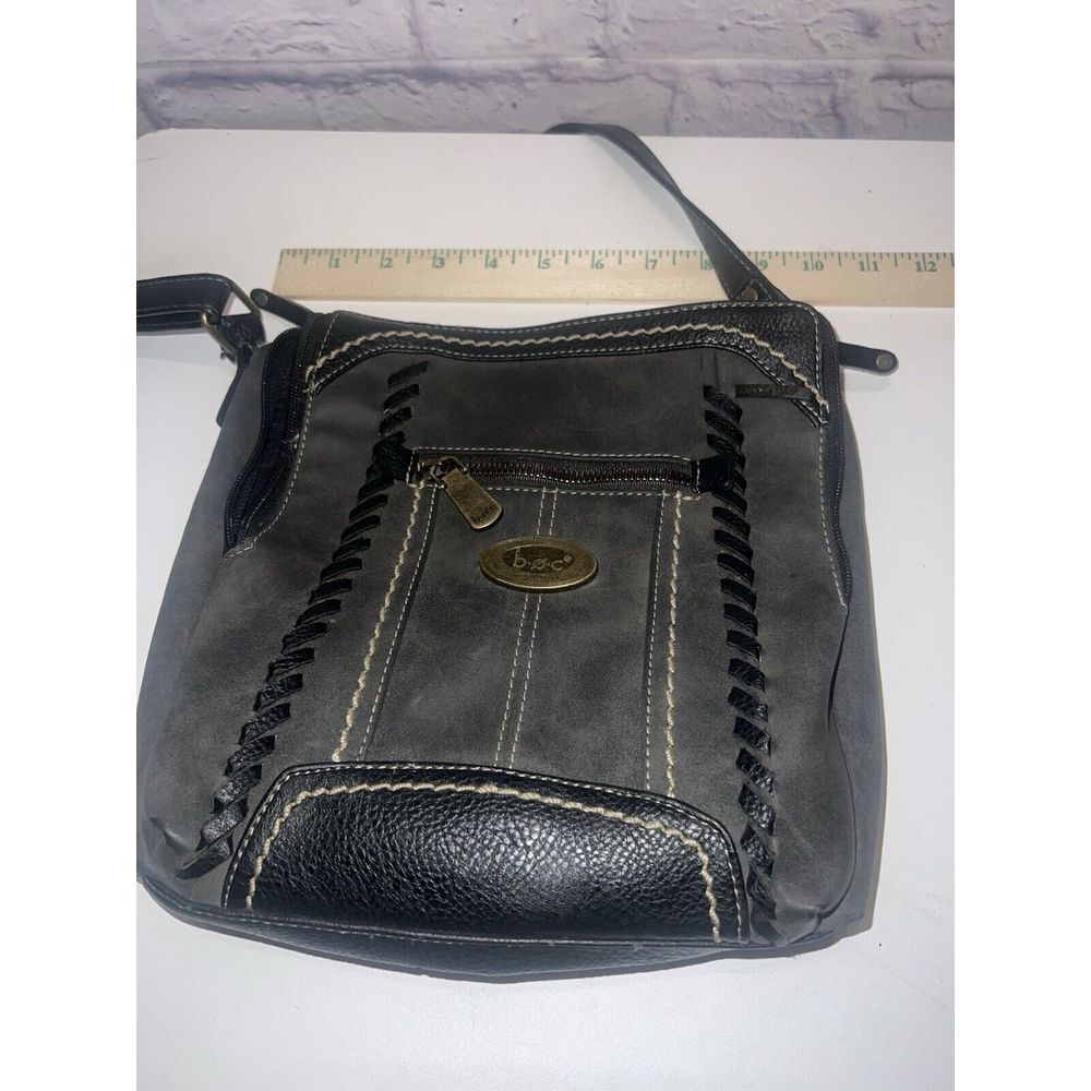 B.O.C. Born Concepts Gray‎ Shoulder Crossbody Handbag Whip Stitching
